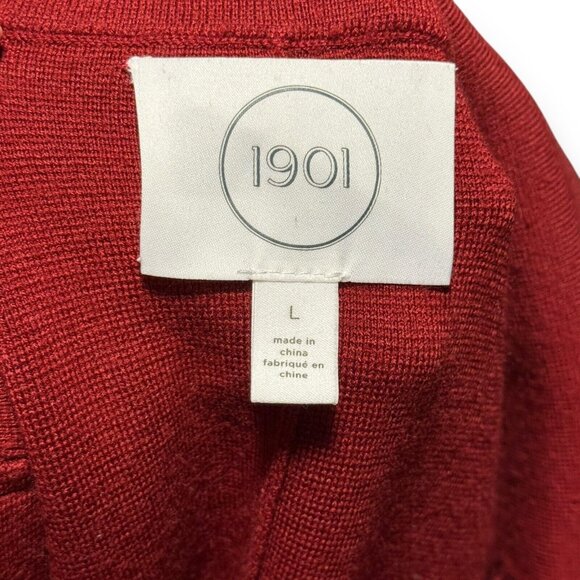 1901 Solid Red Oversized Button Thick Knit Cardigan Sweater Womens Large Pockets - Picture 7 of 8